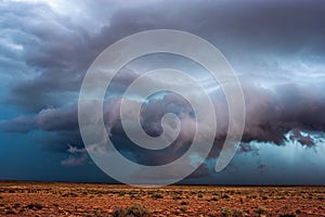 Storm clouds and dramatic, ominous sky.