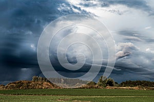 Dark blue stormy sky background