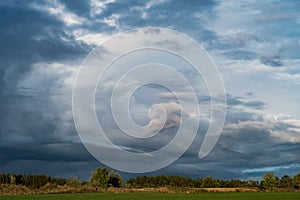 Dark blue stormy sky background