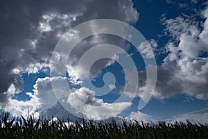 Dark blue stormy sky background