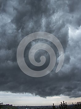 Dark blue stormy sky background photo texture