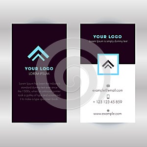 Dark blue stylish vertical business card