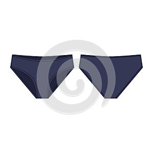 Dark blue underpants for girls isolated on white background. Female knickers