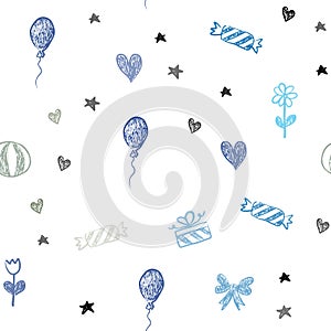 Dark BLUE vector seamless backdrop in holiday style.