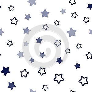 Dark BLUE vector seamless background with colored stars.