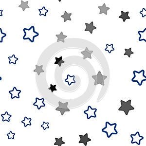 Dark BLUE vector seamless cover with small and big stars.