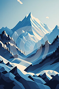 Dark Blue Vector Style Mountains and Abstract Shapes 1
