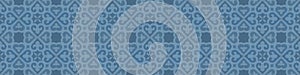 Dark blue vintage retro geometric mosaic heart leaves flower print motif cement tiles fabric textile paper texture background