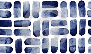 Dark blue watercolor brush strokes seamless vector pattern