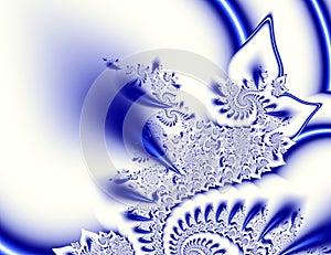 Dark blue white contrast abstract fractal art. Shiny background illustration