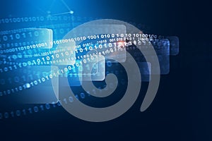 Dark blue and white lines of code interface