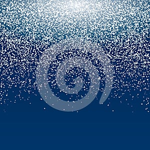 Dark blue winter background. Falling snow. Flying snowflakes backdrop. Christmas holiday mood background. New Year snowfall vector