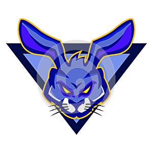 Dark bluish rabbit mascot logo
