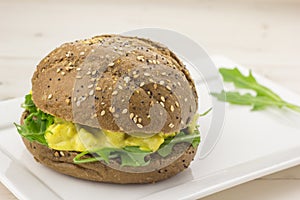 Dark bread with curried chicken salad