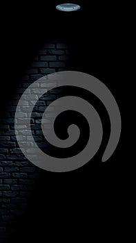 Dark Brick Wall with Spotlight Vertical Architectural Empty Background