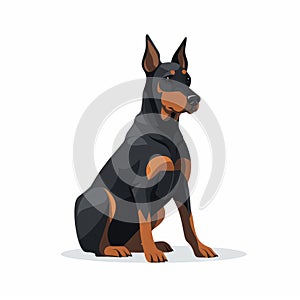 Dark And Brooding Cartoon Doberman Illustration With Strong Color Contrasts