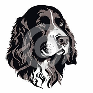 Dark And Brooding English Springer Spaniel Dog Head Vector Illustration