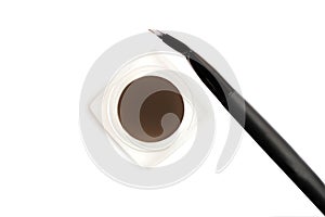 Dark brown dipbrow pomade with special brush.Eyebrow cosmetics.