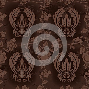 Dark Brown Floral Pattern