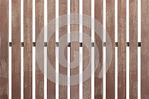 Brown hardwood fence isolated on a white background