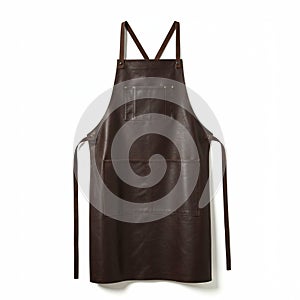 Dark brown leather apron with a smooth texture, featuring a large rectangular front photo