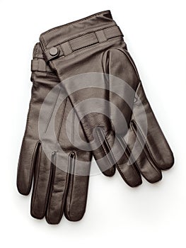 Dark brown leather gloves