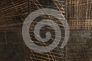 Dark brown leather patchwork