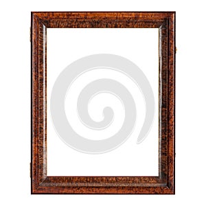 Dark brown natural color empty wooden picture frame photo