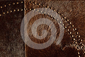 Dark brown real leather patchwork