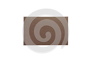 Dark brown sheet of recycled paper gift cards on white background.