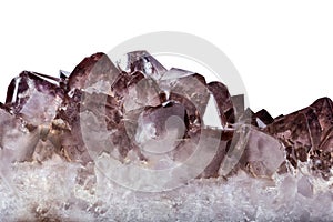 Dark brown Smoky quartz crystals isolated on white
