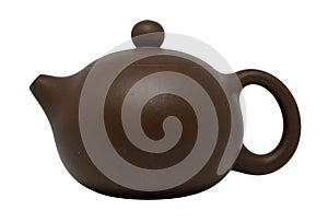 dark brown tradicional chinese teapot isolated