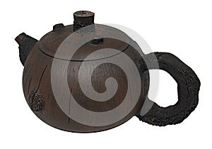 dark brown tradicional chinese teapot isolated