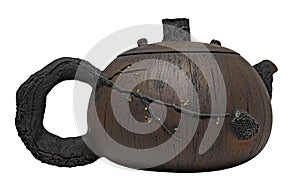 dark brown tradicional chinese teapot isolated