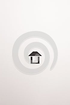 Dark brown wooden easy house icon on white background