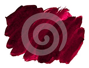 Dark burgundy watercolor - trendy color, bright, isolated spot with stains and borders. Dark red brushstroke watercolor frame photo