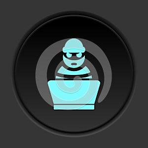 Dark button icon login thief computer. Button banner round badge interface for application illustration
