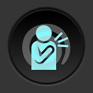 Dark button icon Pain in shoulder. Button banner round badge interface for application illustration