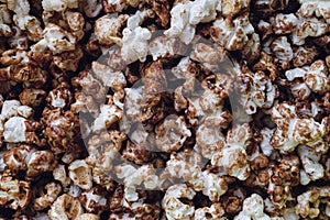Dark caramel popcorn close-up