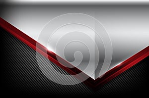 Dark carbon fiber and red overlap element abstract background