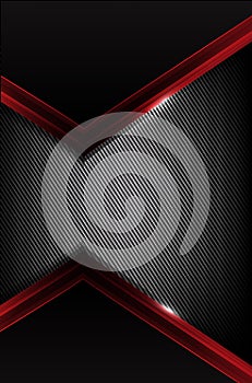 Dark carbon fiber and red overlap element abstract background vector illustration 005