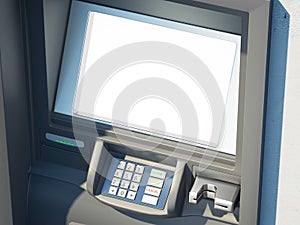 Dark cash machine with blank screen. 3d rendering