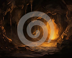 Dark Cave in Golds and Blacks Background is a watercolor.