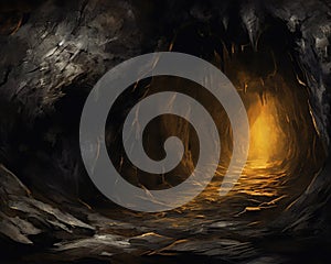 Dark Cave in Golds and Blacks Background is a watercolor.