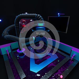 A dark chemistry manufacture workshop, 3d rendering