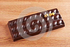 Dark chocolate bar with corn