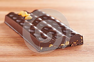 Dark chocolate bar with corn interior