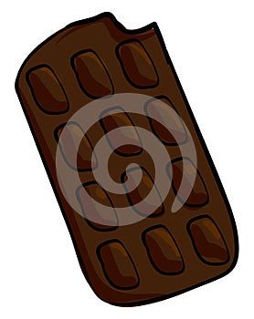Dark chocolate bar, illustration, vector