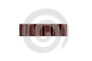 Dark chocolate bar isolated on a white background.