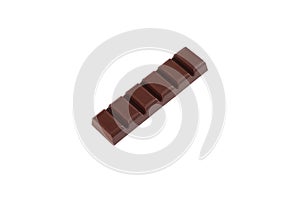 Dark chocolate bar isolated on a white background.